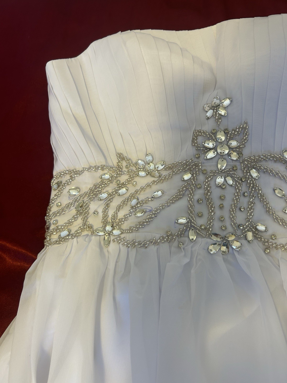 Wedding dress white size 36 S A-line strapless beading New