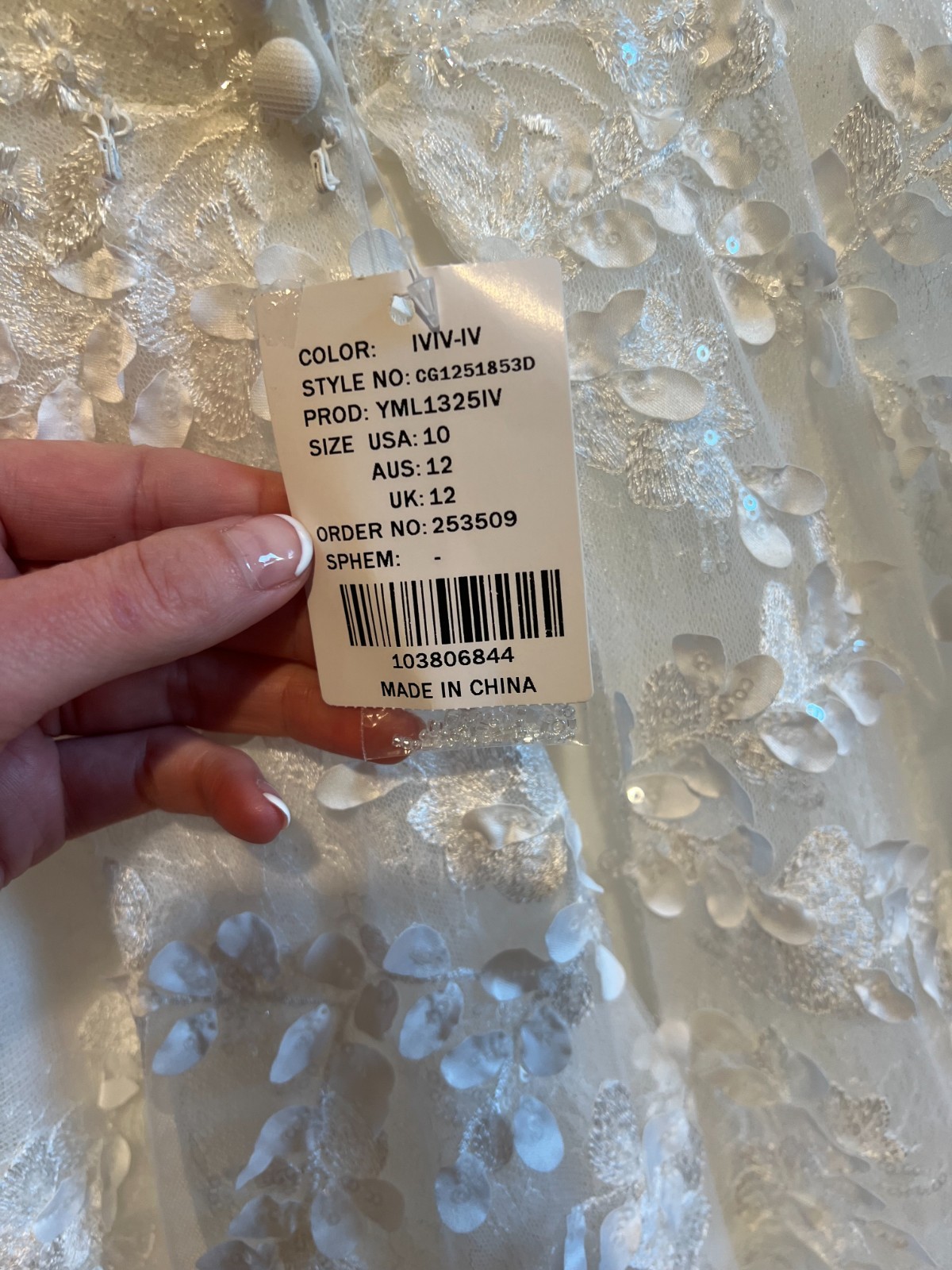 New Ivory Martina Liana Wedding Dress Ball Gown Size 10 3D Floral 1325