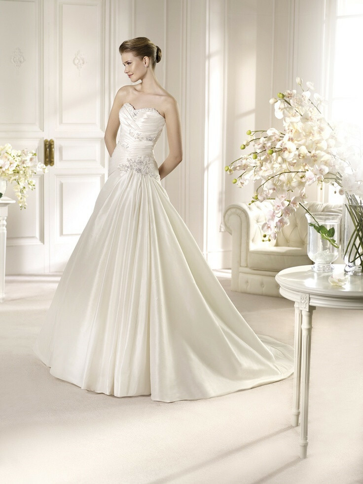 San Patrick Almeria Wedding Ball Gown Dress 14 Lace Taffeta Ruching Bling NWT