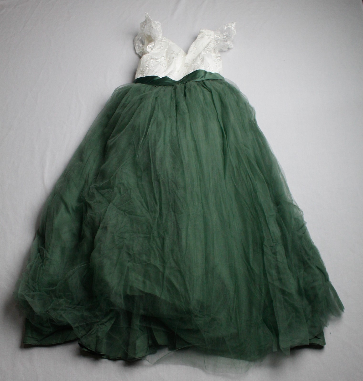 Azazie Girls Pookie A-Line Lace Tulle Princess Dress AP2 Eucalyptus Size: 12