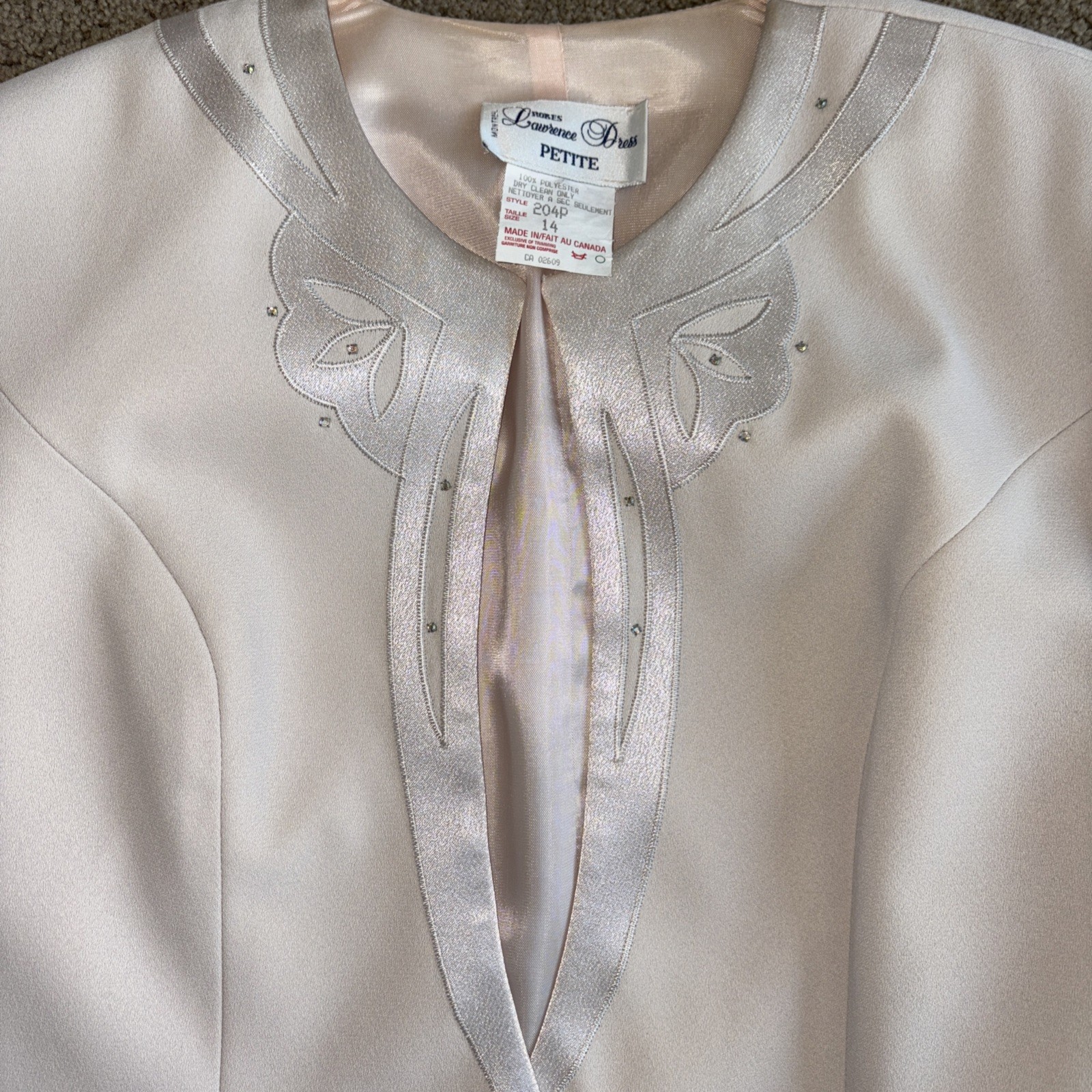 Robes Lawrence Montreal Formal Dress w/Blazer Beige Wedding Bride NYE size 14P