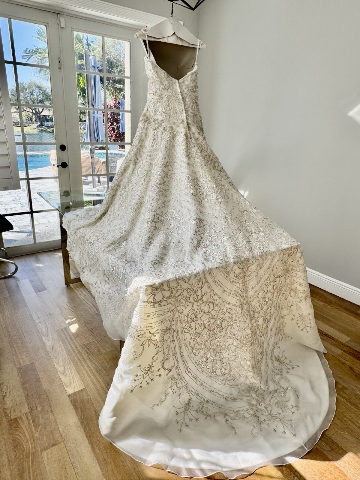 Beaded Embroidered Ball Gown Wedding Dress with Train