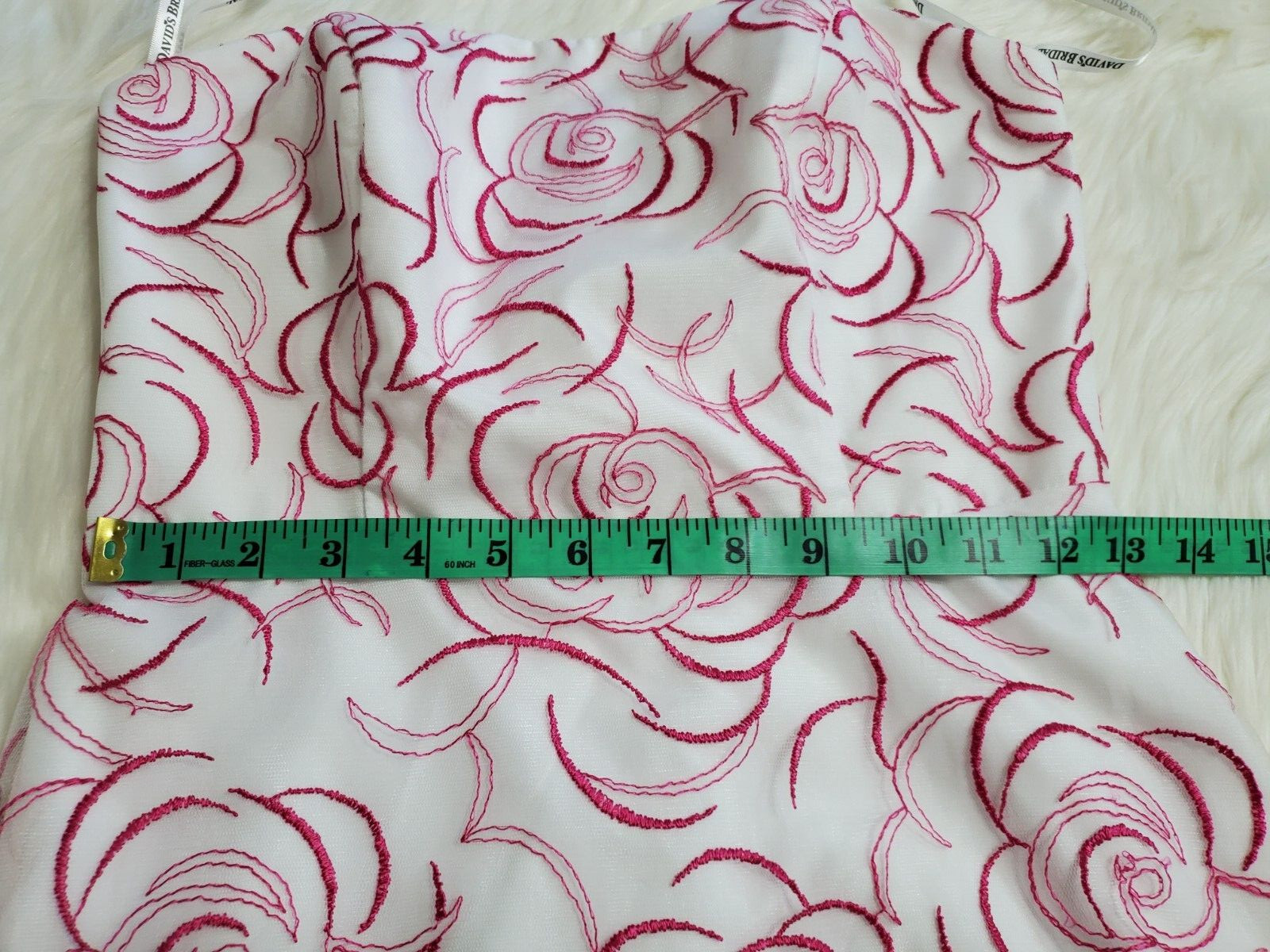 David’s Bridal Women Size 4 Magenta Pink White Tea Length Dress Wedding MMM-23