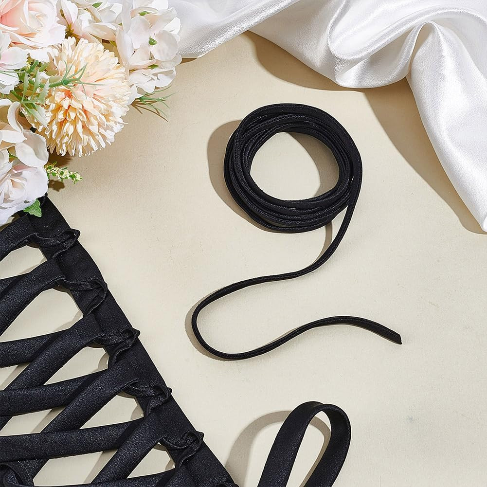 78.74 Inches Women’S Tie Back for Wedding Bridal Gown, Black Lace up Ribbon for