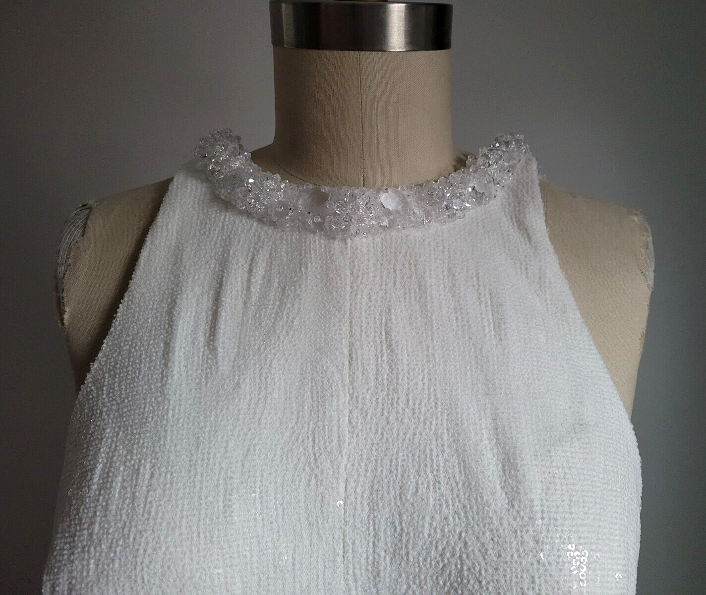 ELEGANT VIKTOR & ROLF DIAMOND WHITE SEQUIN WEDDING GOWN W/ CRYSTAL DETAILS
