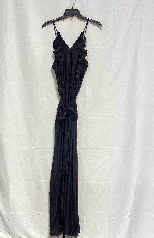 Rebecca Taylor Women’s Black Strappy Back Gown Ruffle V-Neck Maxi Sz 4 NWT
