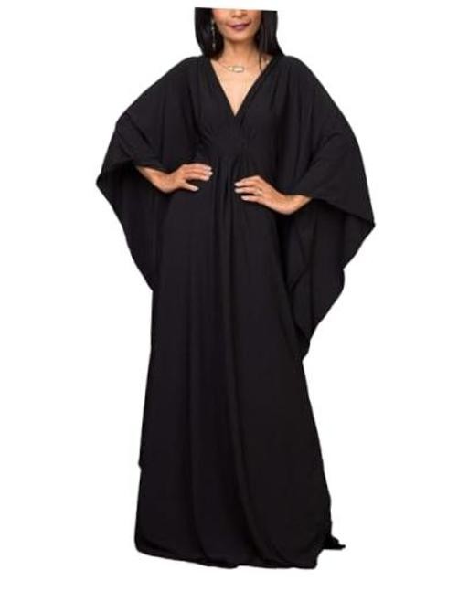 Caftan Dresses for Women Solid Color Plus Size Beach Dress V Neck Cover Up