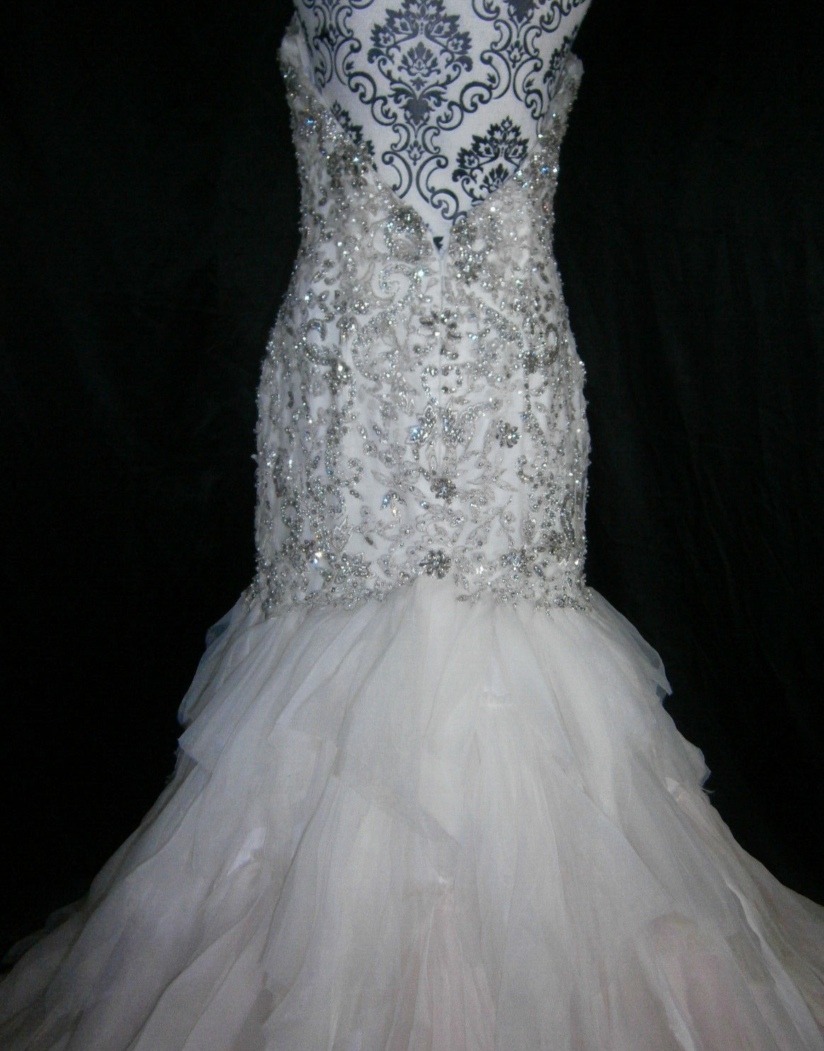 Ysa Makino Wedding Dress Silk Ball Gown 10 White Blush Pink Crystals Layers
