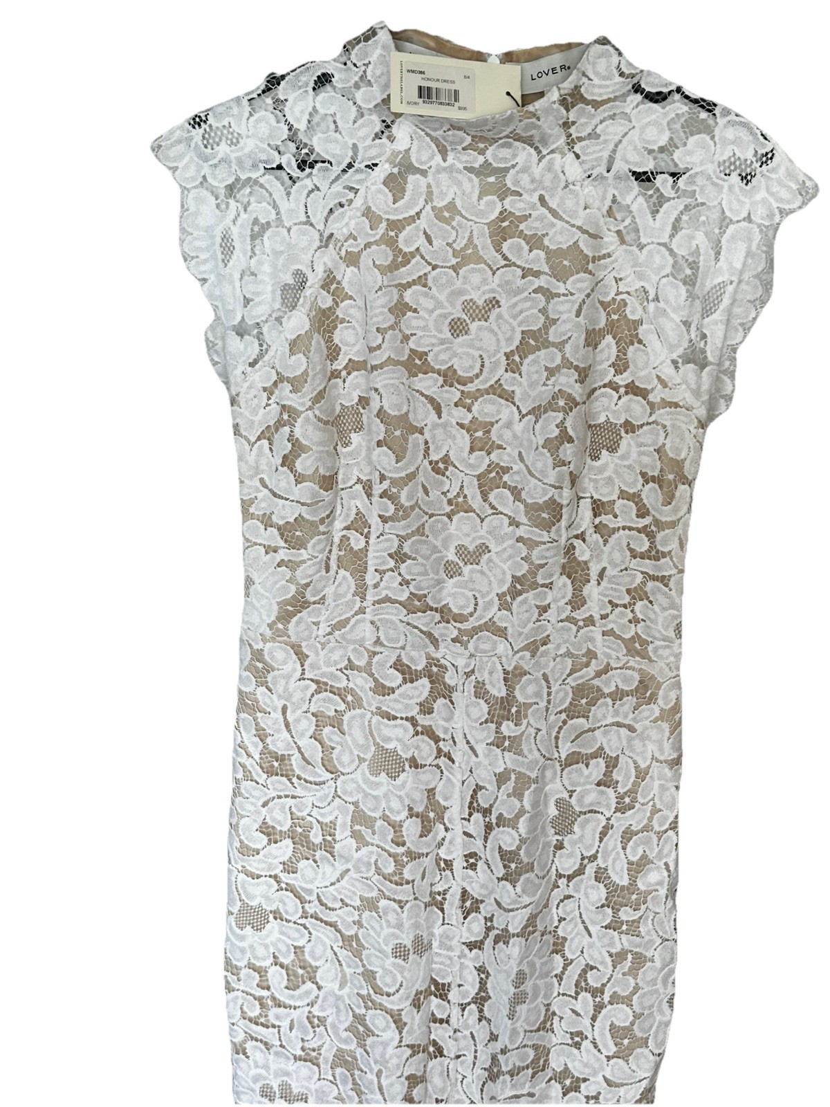LOVER The Label Lace Midi Dress AU 8 Ivory Bridal Engagement Designer RRP $995