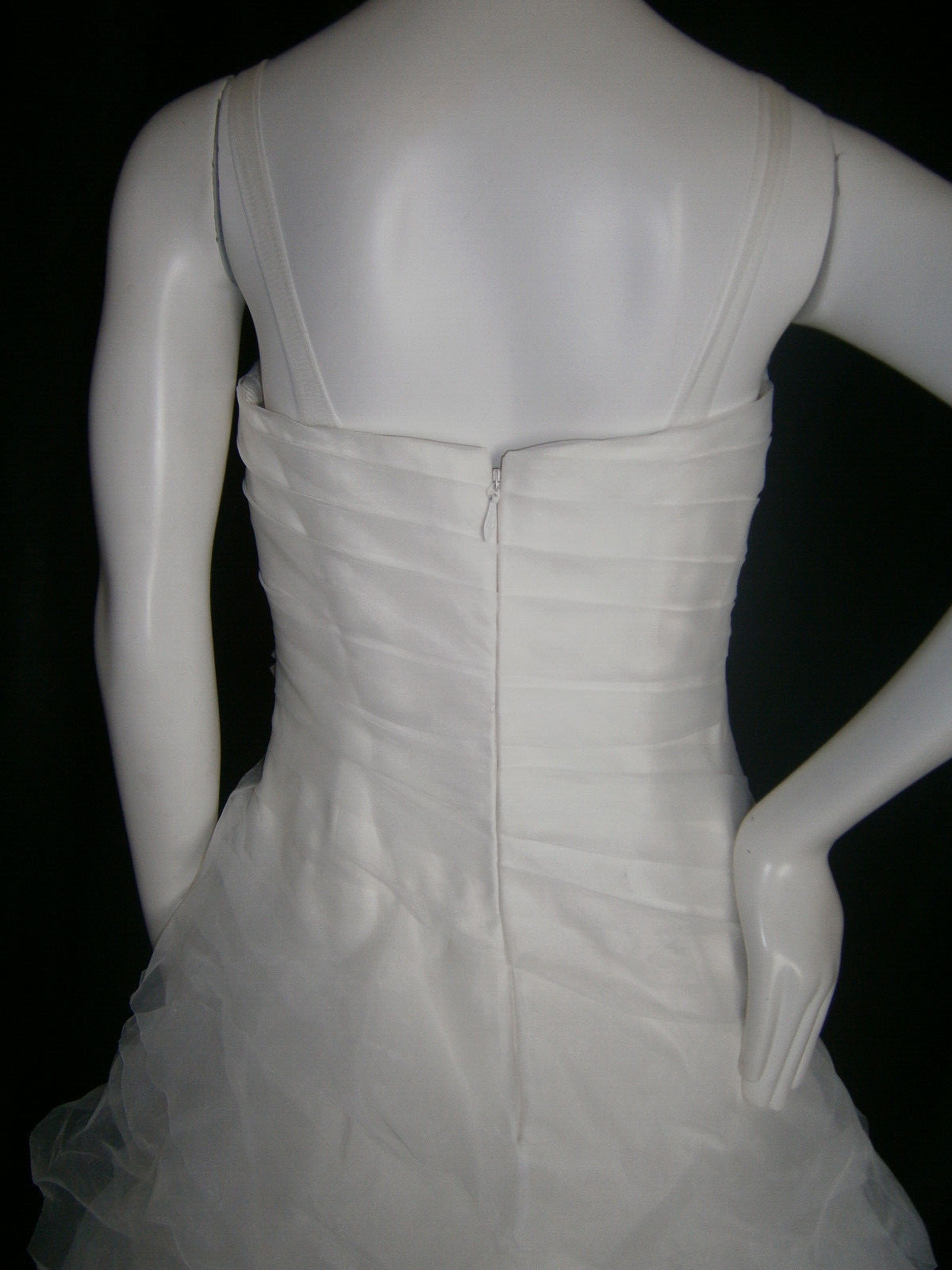 Anjolique Wedding Dress 8 Off-White Organza Ruffles Bling Tulle Straps Roses Bow
