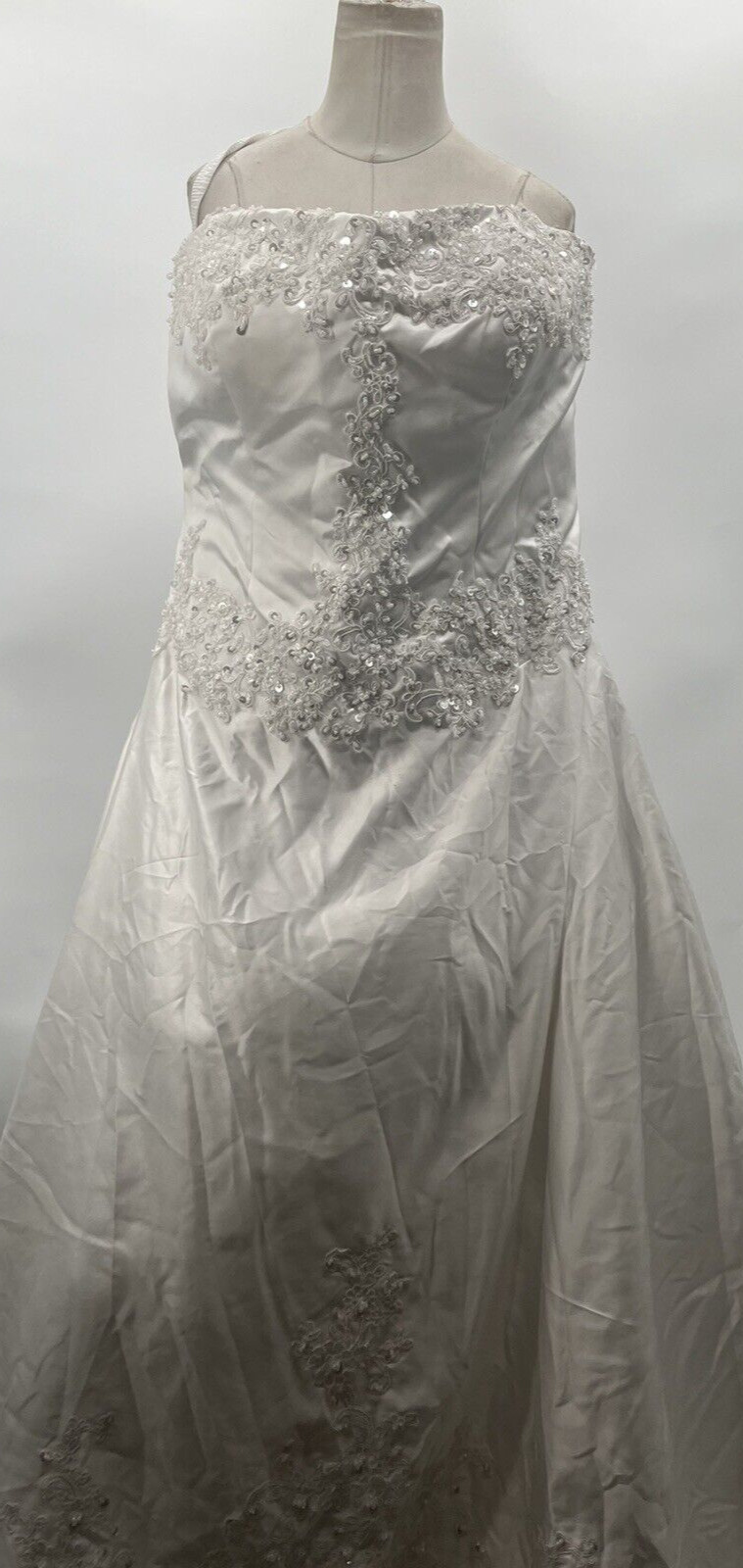 Women’s Beaded Sleeveless Corset Back White Wedding Bridal Dress Custom Size
