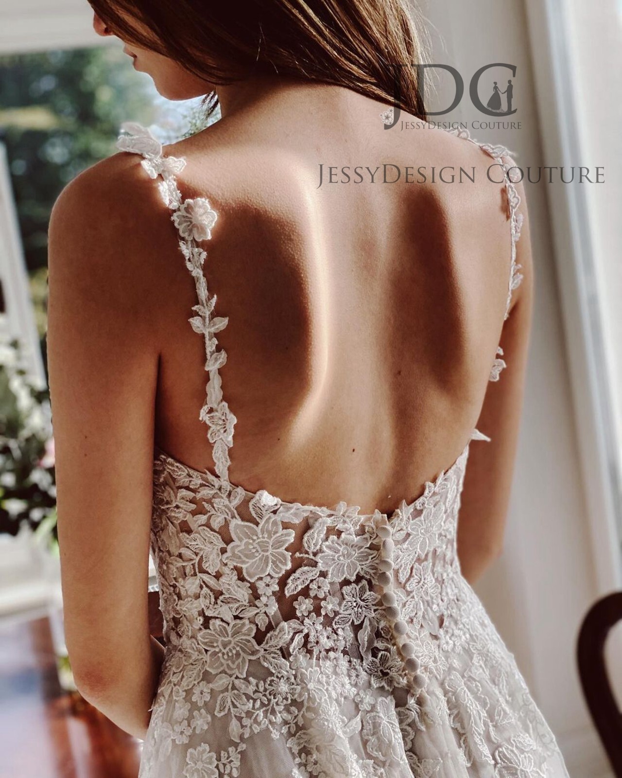 Fairytale Lace Wedding Dress Bridal Gown Straps 2-28W Custom made Split Buttons