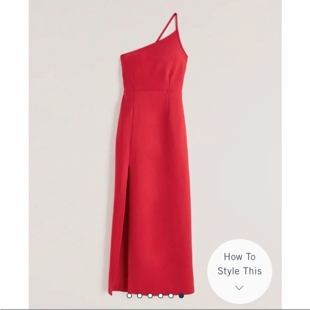 Abercrombie Asymmetrical One-Shoulder Maxi Dress Red Size Small Wedding Guest