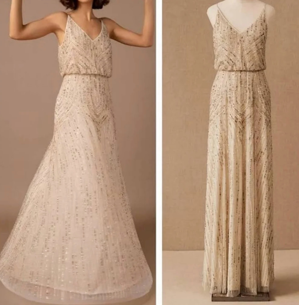 New Fidelia Art Deco-style beaded dress by BHLDN / Anthropologie – never-worn