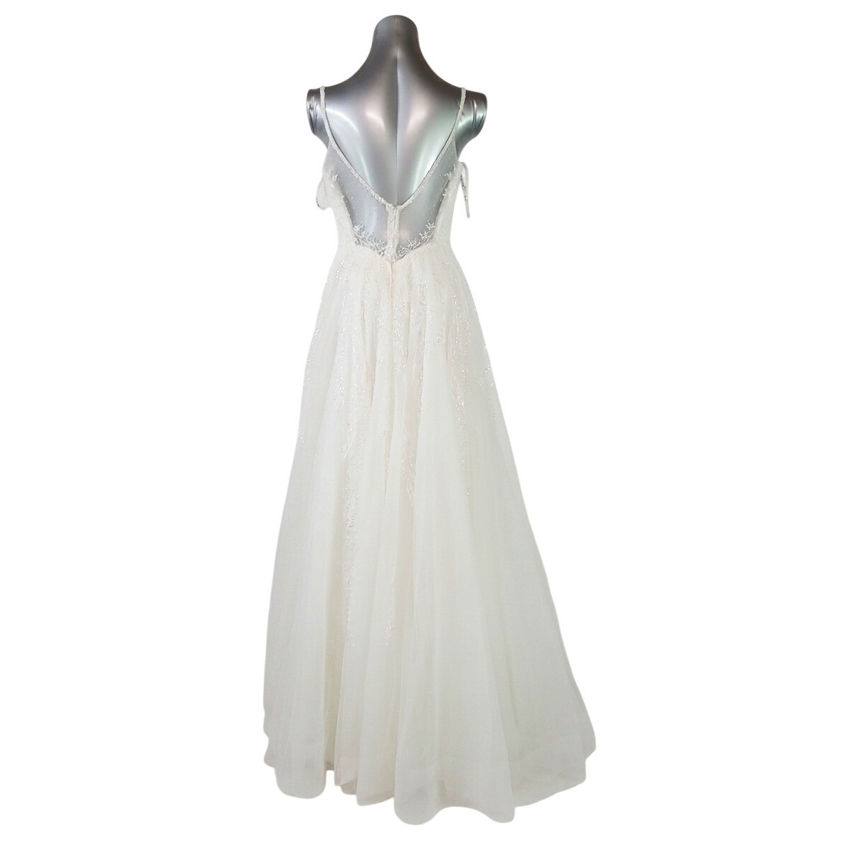 Martina Liana Ivory Beaded Sequin Tulle A-Line Wedding Dress Gown sz 10 *defect