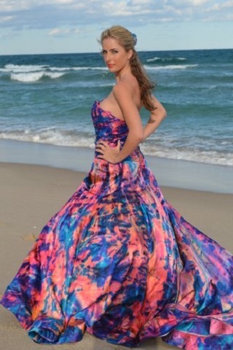 NEW Bohemian Beach Silk Wedding Gown Corset Blue purple pink 6 8 10 white dyed