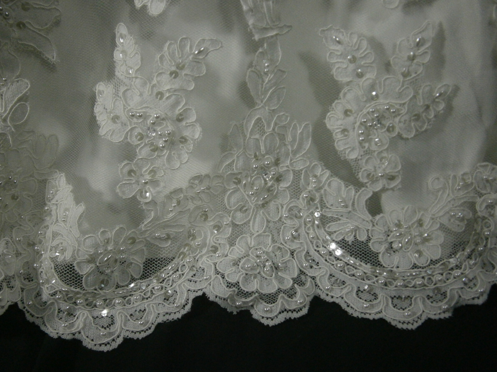 Forever Yours Wedding Dress 16 Off-White Long Train Bling Sash Scoop Neck Straps