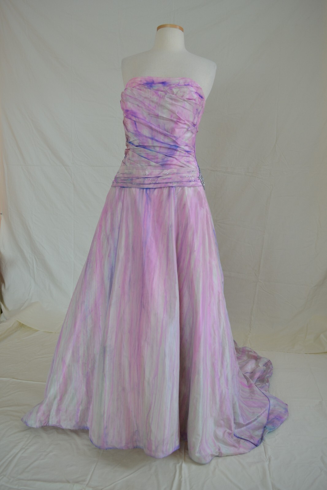 Bohemian Beach Wedding Dress Silk Pink blush White purple 6 8 10 corset med larg