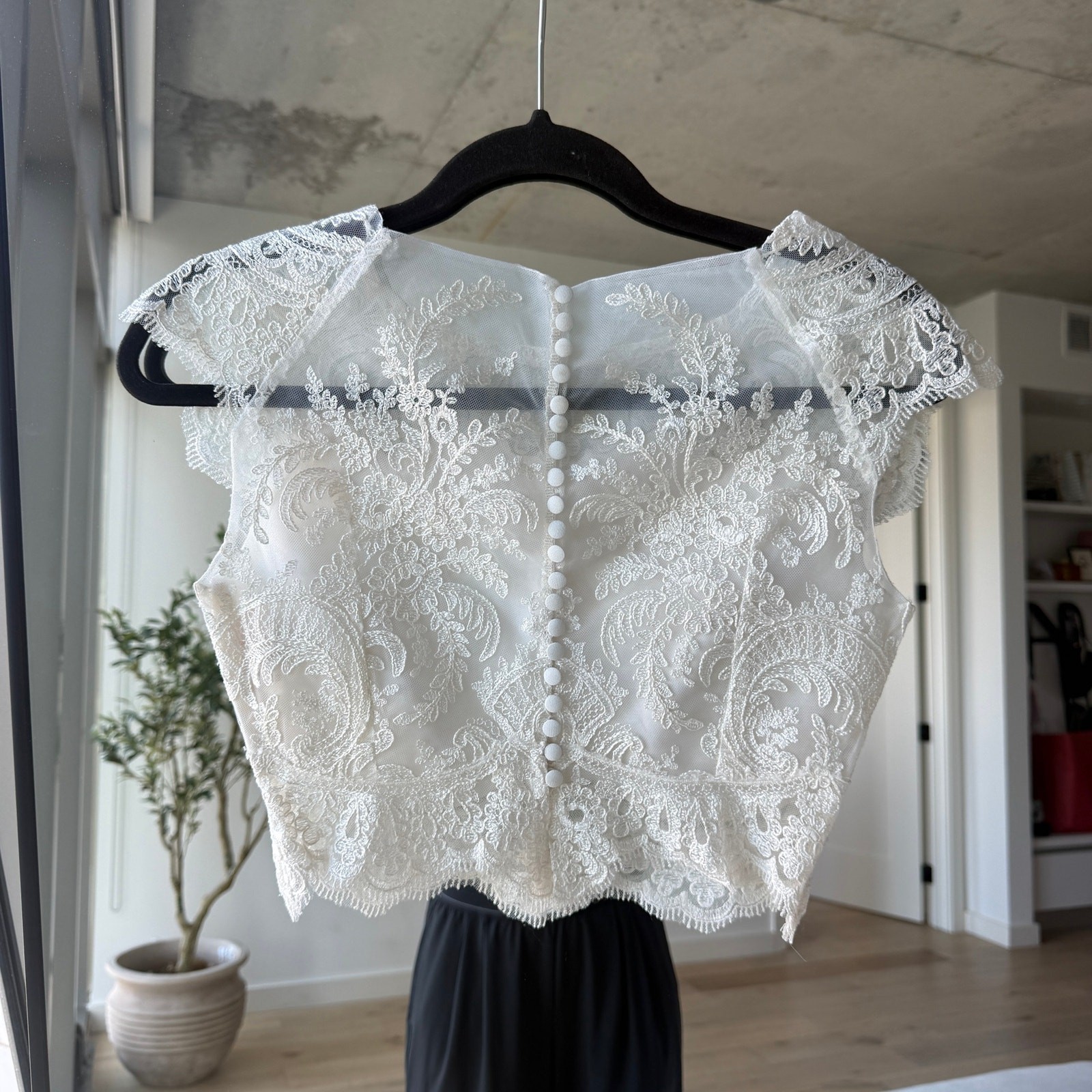 Rime Arodaky Bridal Caplan Lace Crop Top White Women’s 4