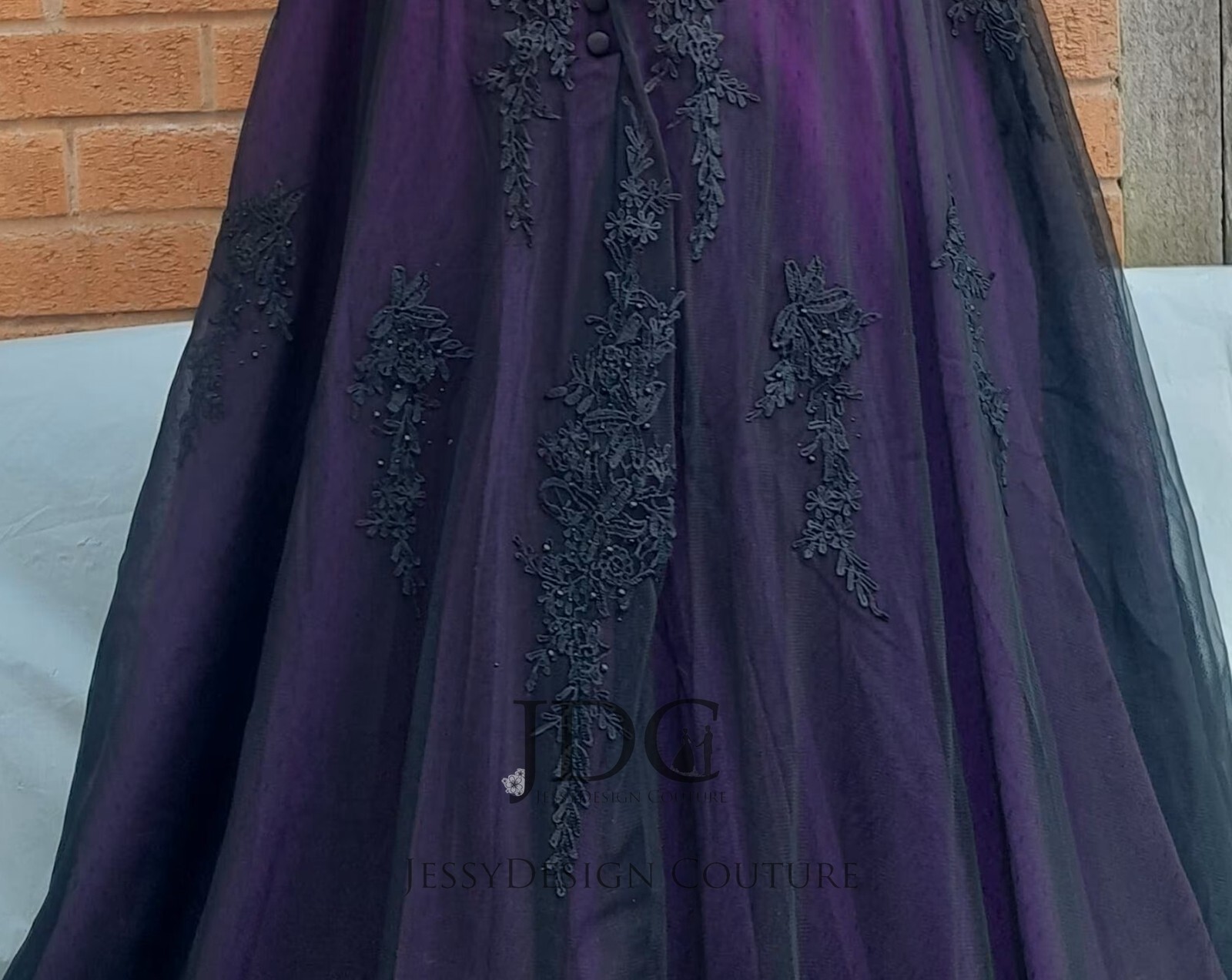 Colorful Burgundy Black Wedding Dress Bridal Gown Designer Custom made Corset