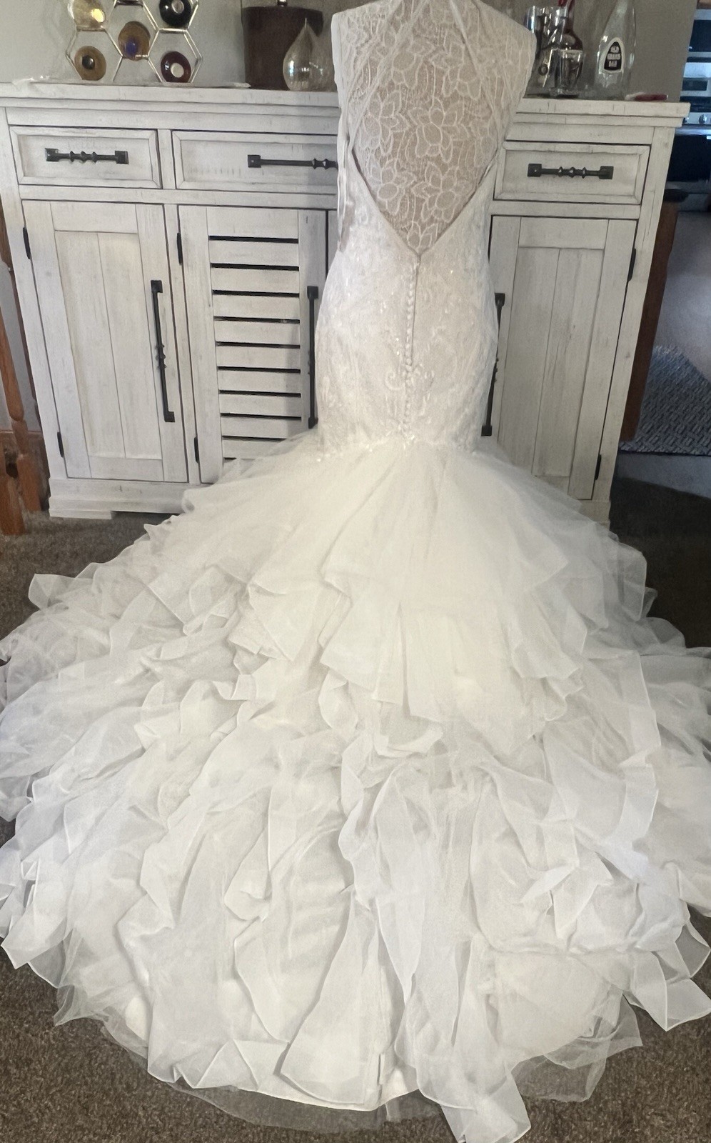 Mori Lee Laney Halter Neck Tulle Organza Mermaid Wedding Gown 12 Style 5687 NWT