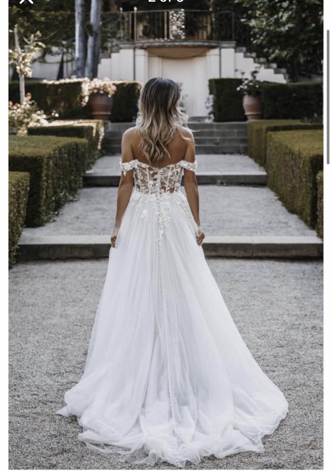 Allure Bridals Strapless Lace Applique Tulle A-Line Full-Length Dress 6