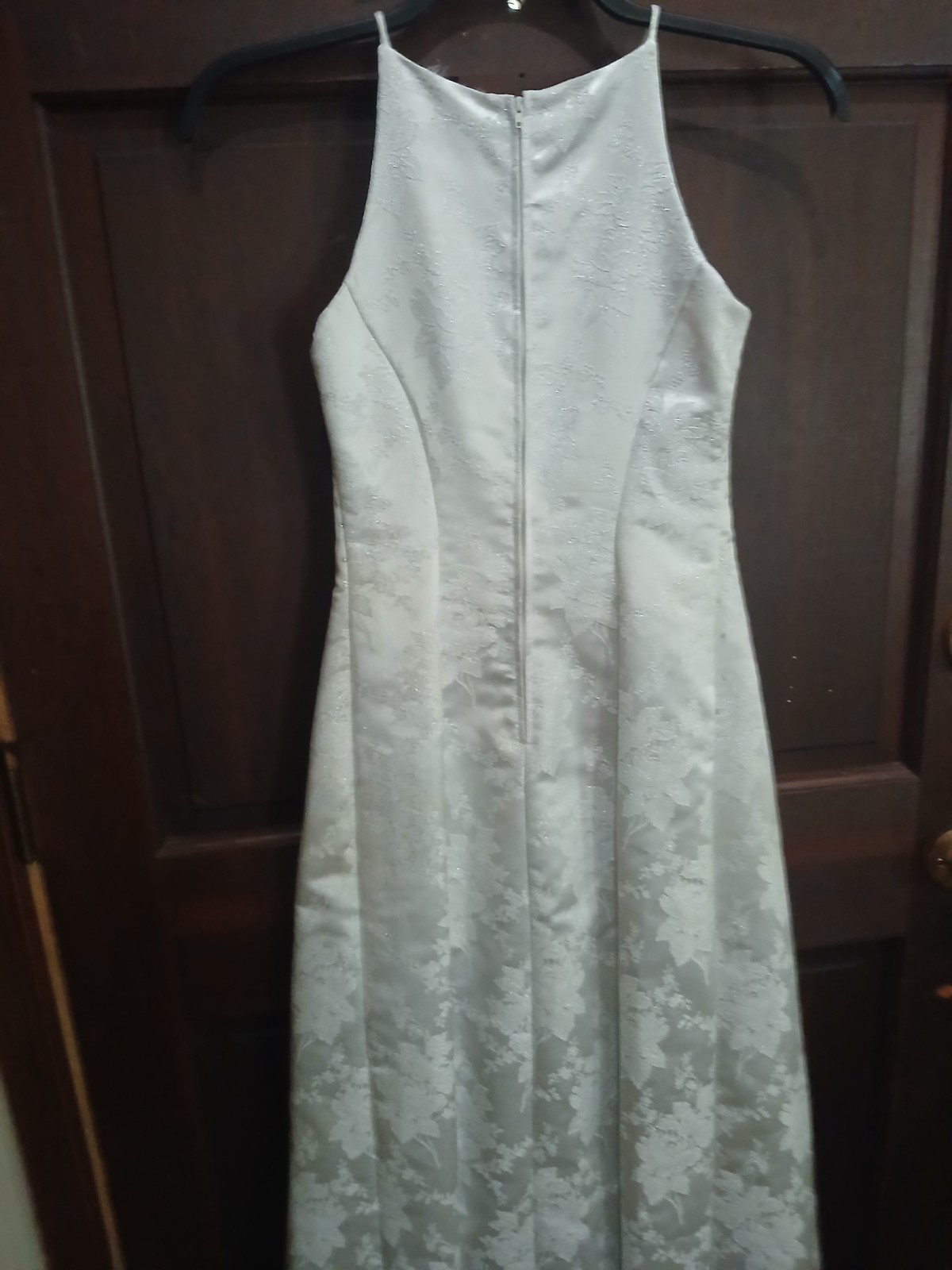 Jump Apparel Co White Halter Neck Sleeveless A-Line Lace Beaded Dress 3/4