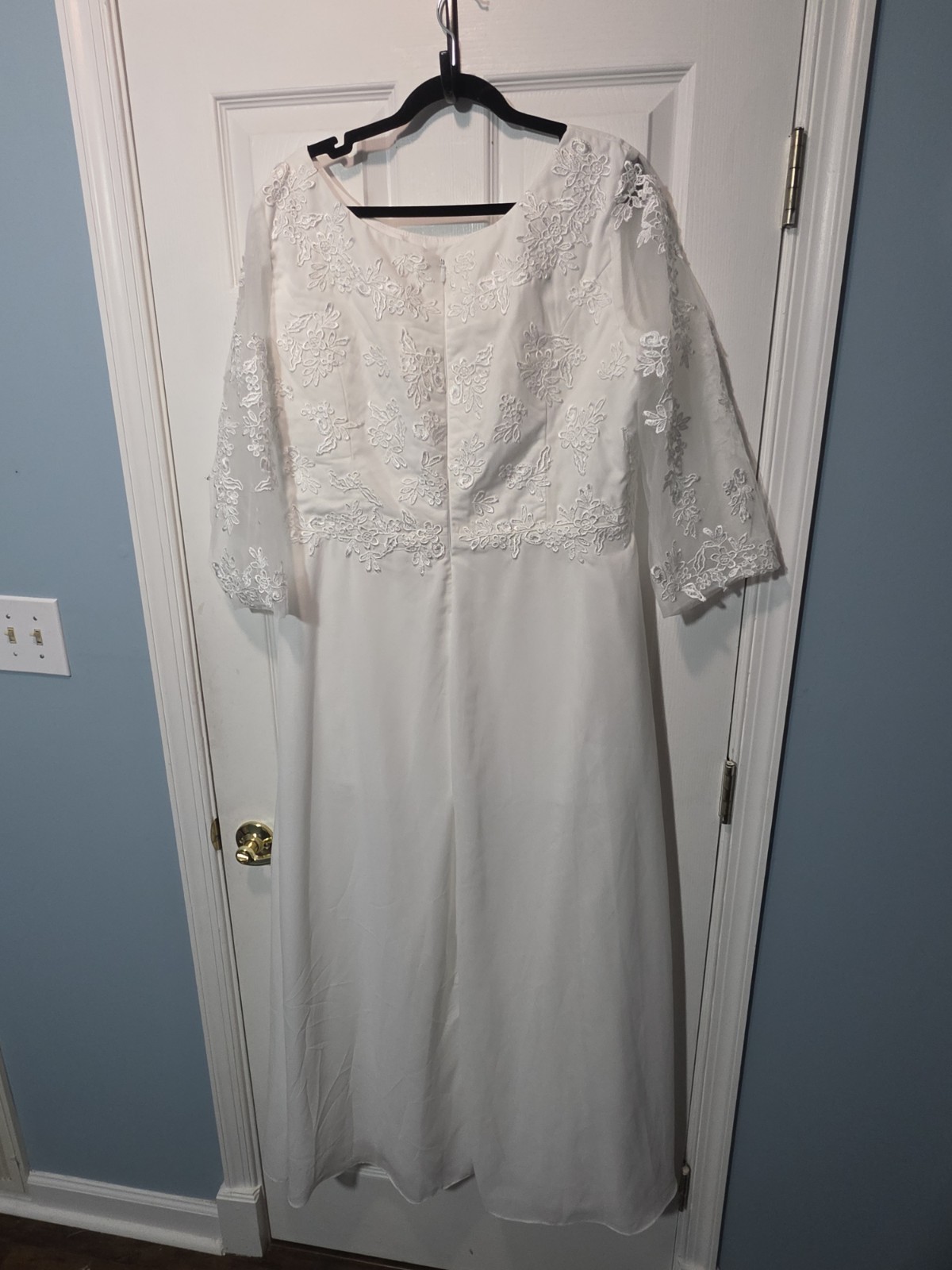 Elegant White Chiffon Wedding Dress 20 Floral Lace Applique Long Sleeve…