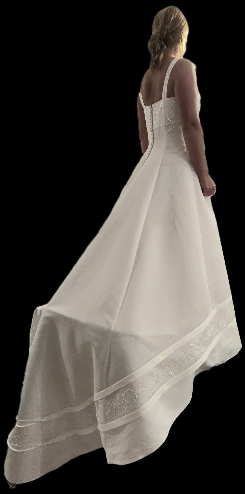 Oleg Cassini David Bridal Wedding Dress Style 2165BX size 14 White Buttons