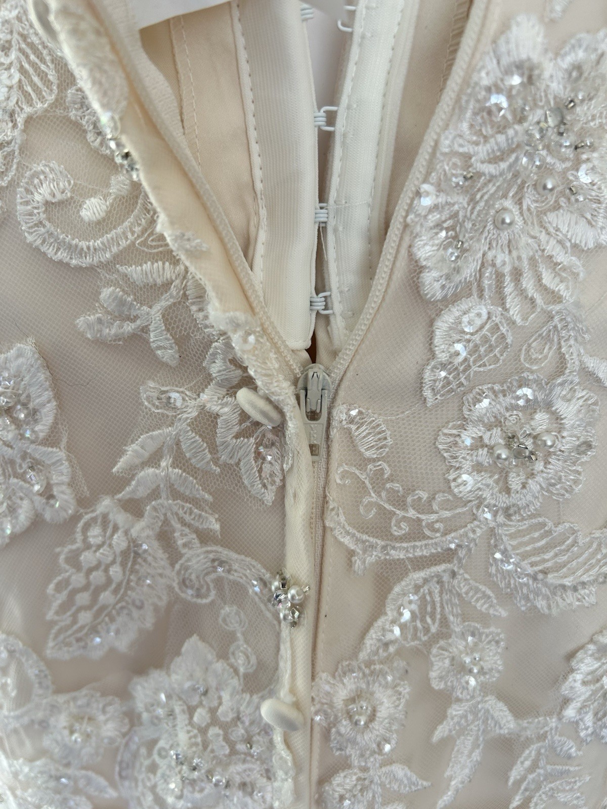 Allure Bridals Strapless Mermaid Wedding Dress Champagne Ivory Beaded Lace