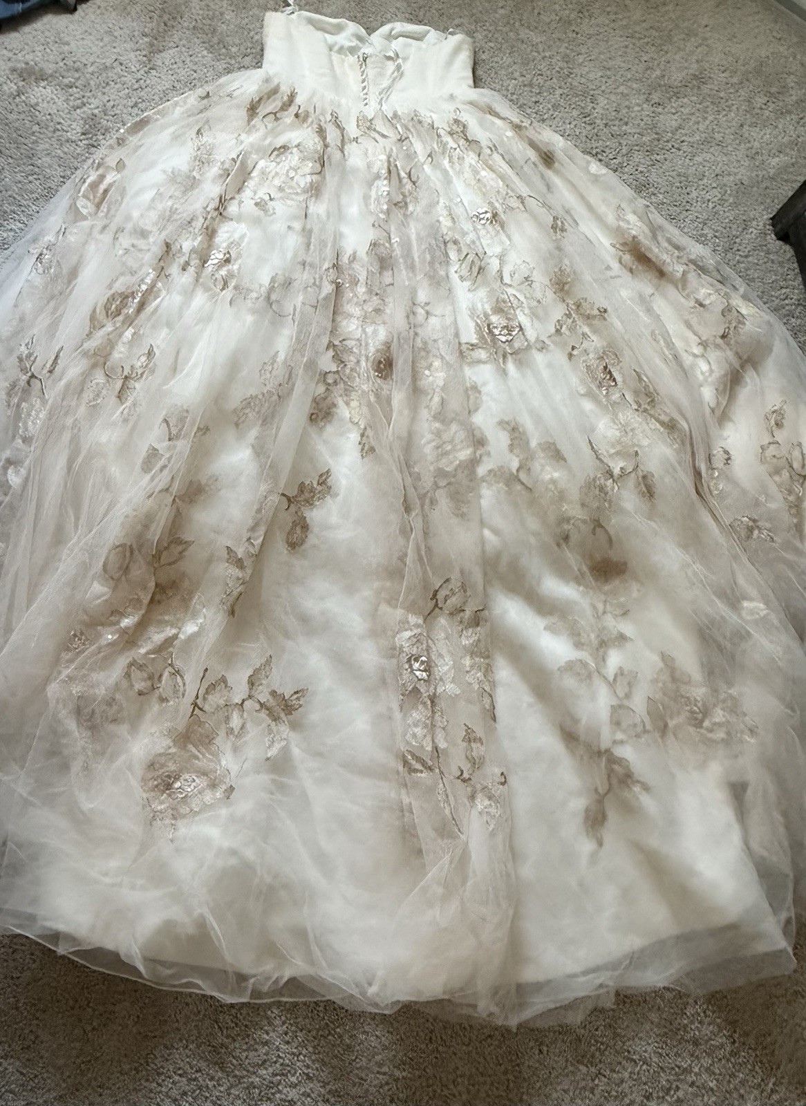 Champagne Blush Oleg Cassini Strapless Wedding Dress Size 16W
