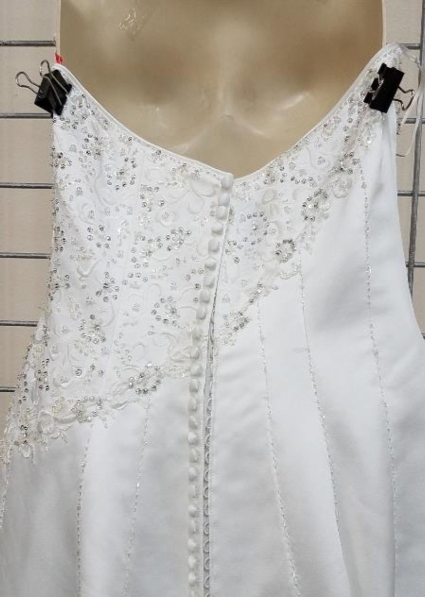 Maggie Sottero Strapless Sequined Rhinestone Embellished Wedding Gown Sz 8 T80