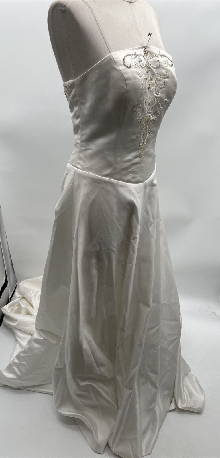 Women’s Strapless Boat Neck White Wedding Dress Bridal Gown Custom Size