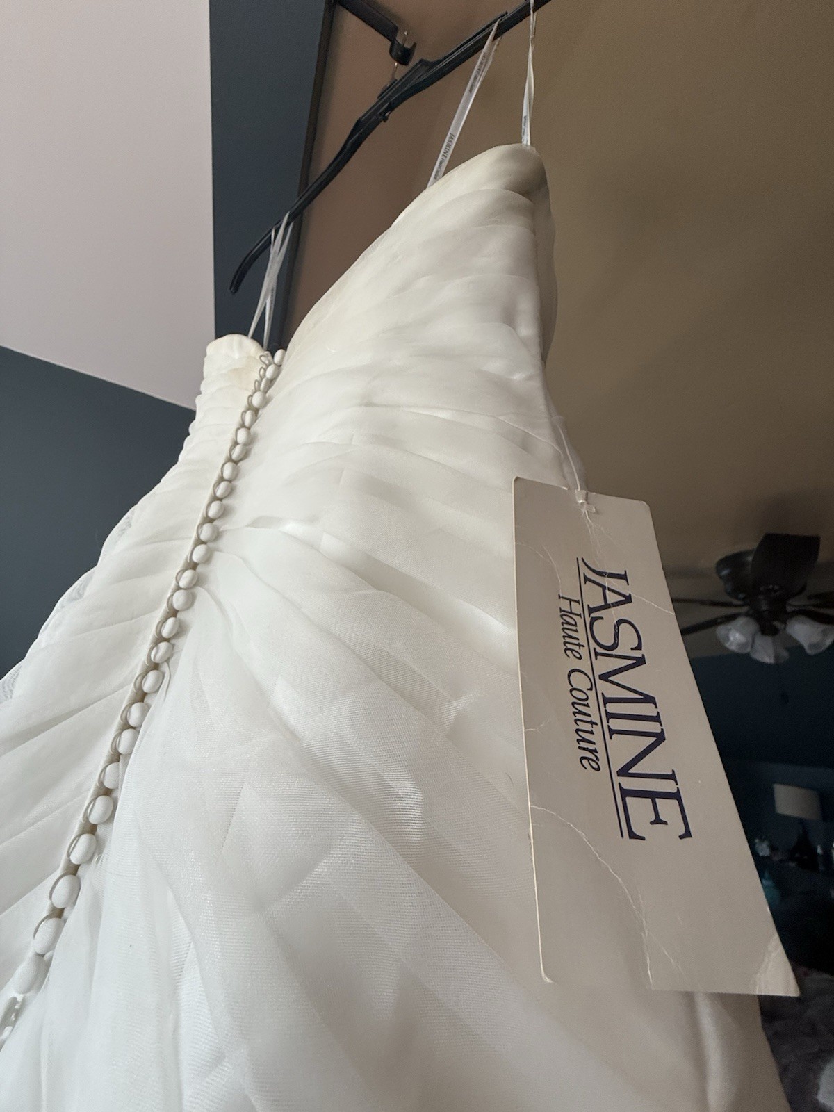 Jasmine Haute Couture Ivory Sweetheart Ball Gown Organza Crystal Ruffle Buttons