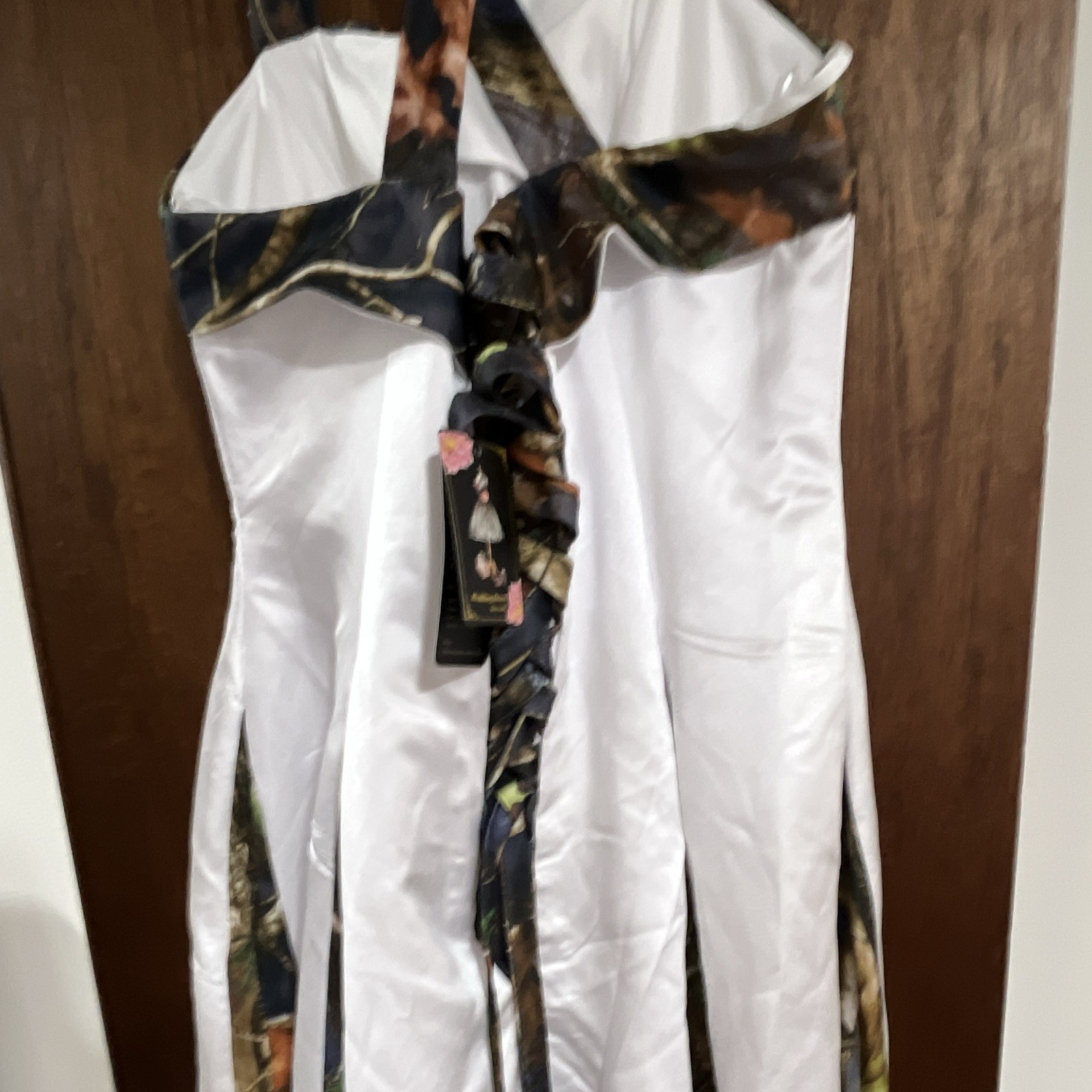White & Camo Sleeveless Sweetheart A-Line Full-Length Wedding Dress
