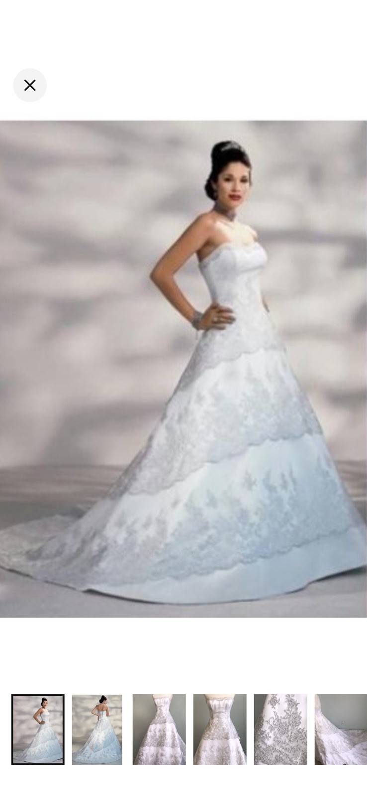 HAUTE COUTURE MAGGIE SOTTERO Chantilly Lace Strapless Buscle Corset 4 Petite Tea