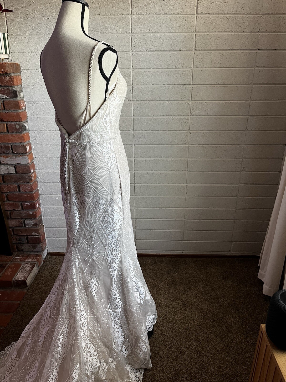 Mori Lee Wedding Dress – Boho / Art Deco – Kendra 8201 – Size 7/8 – Summer