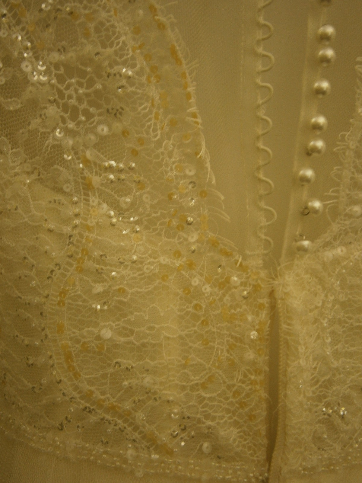 Watters Bridal 68405B Wedding Dress 10 Ivory A-Line Net Shimmer Lace Illusion