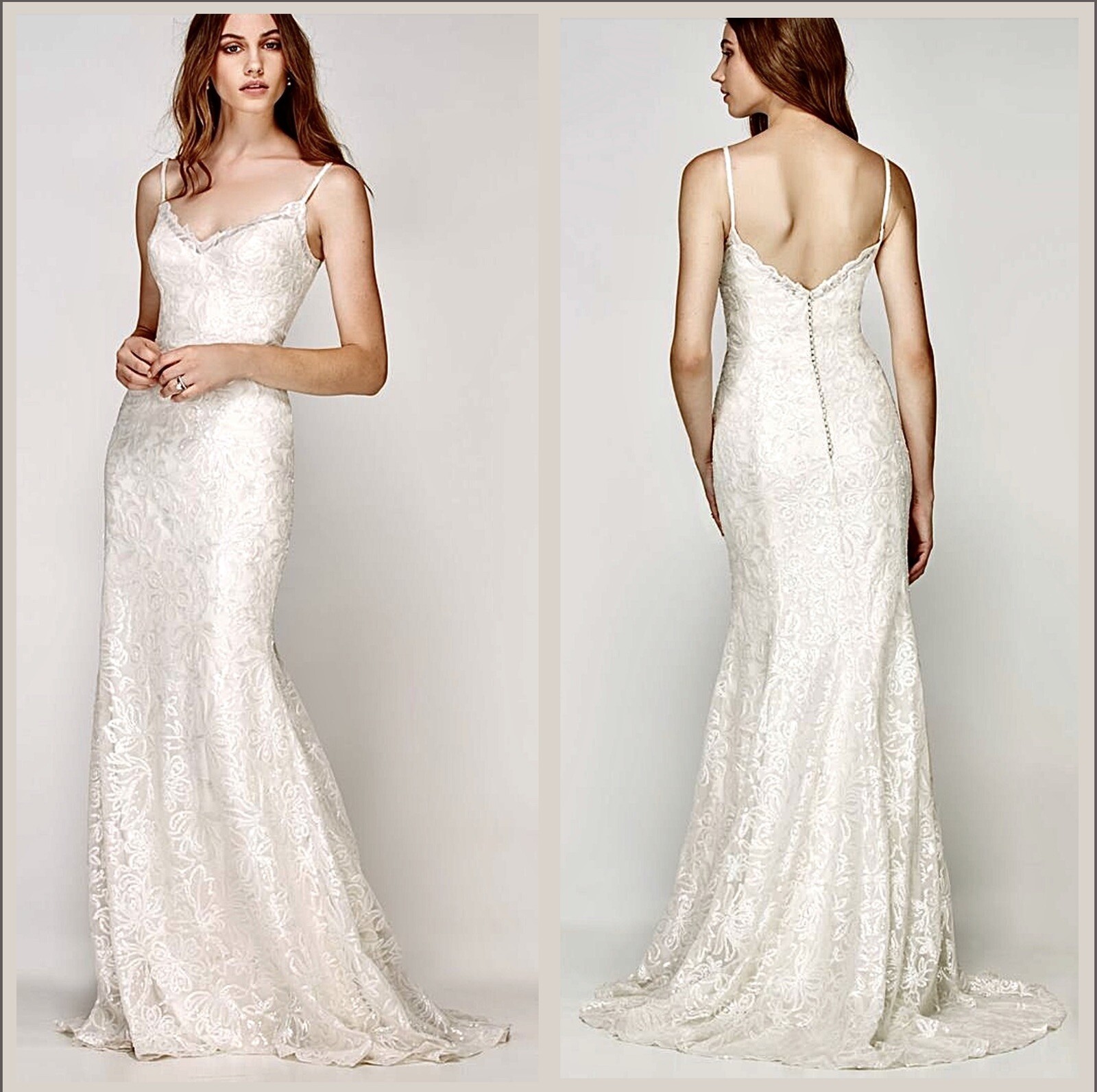 Willowby by Watters Fully Lace Pearl Button Seychelles Wedding Gown/Dress Size M
