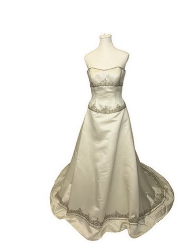 Herawhite Ivory Crystal Silver Embroidered Strapless Wedding Gown Size 8 $799
