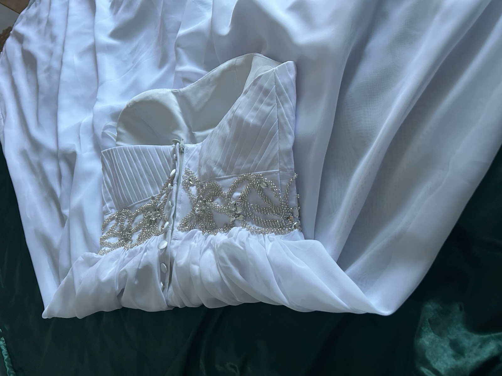 Wedding dress white size 36 S A-line strapless beading New
