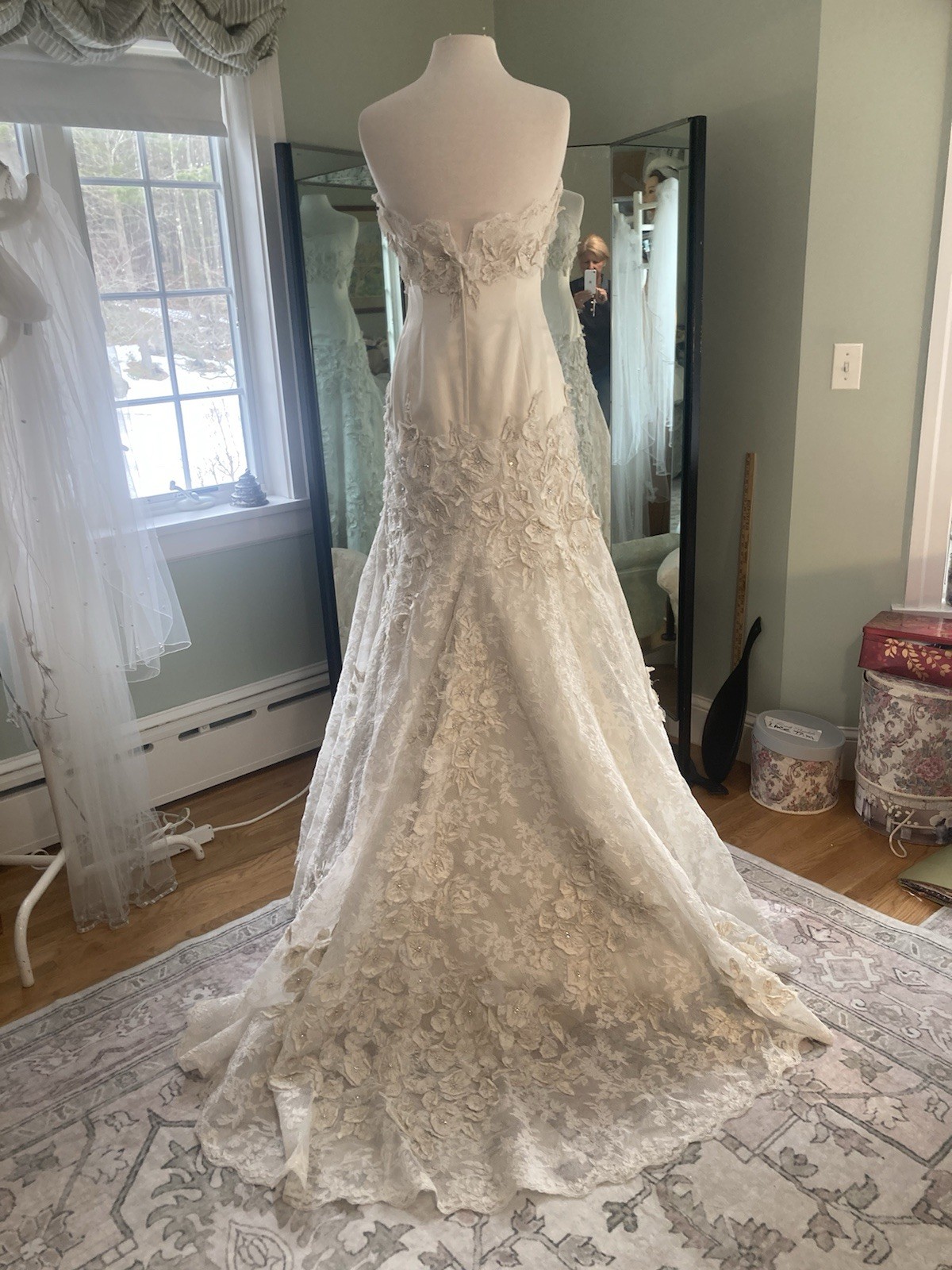 watters and watters Wedding Gown Size 8 Ivory Beautiful Cut Flower Details