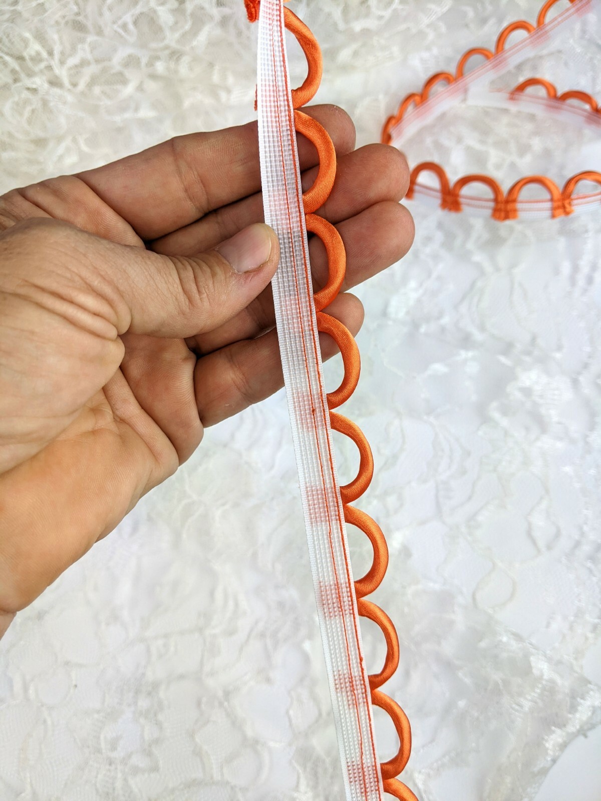 Orange Satin Corset Loops Lacing Looping Corset Back Lace-Up Zipper Replacement