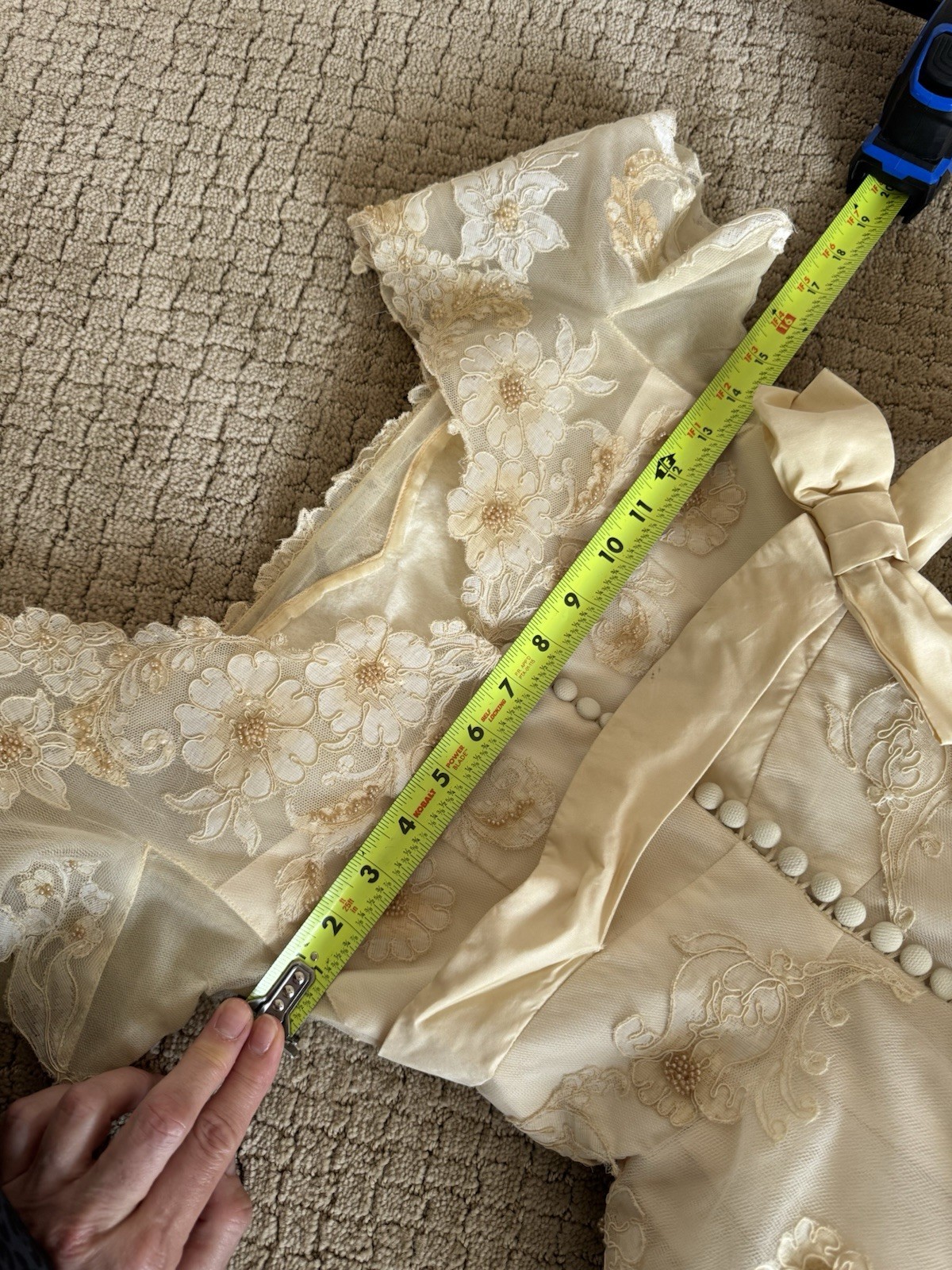 Bianchi 1950s Ivory Full-Length Wedding Dress pearl embellished
