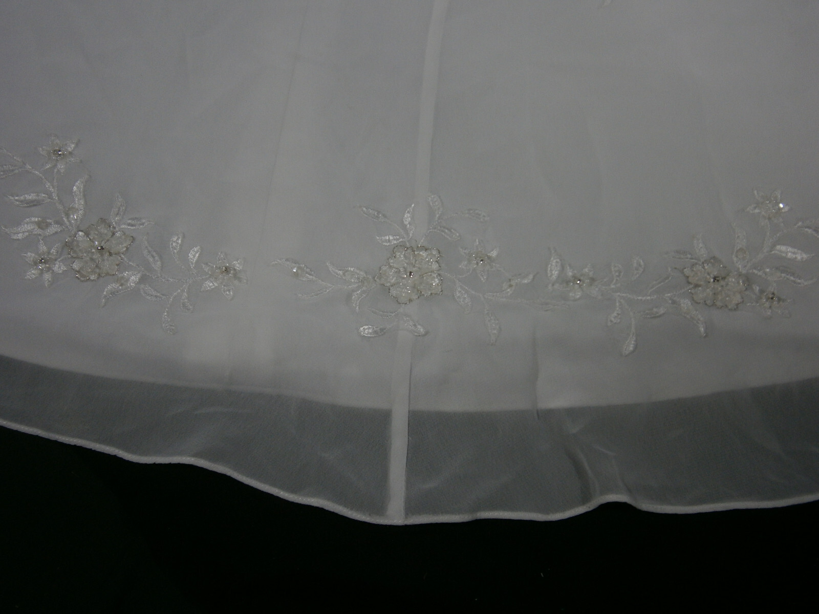 D. Michalik Wedding Dress Off-White Chiffon Strapless Beaded Gold Sequins Train