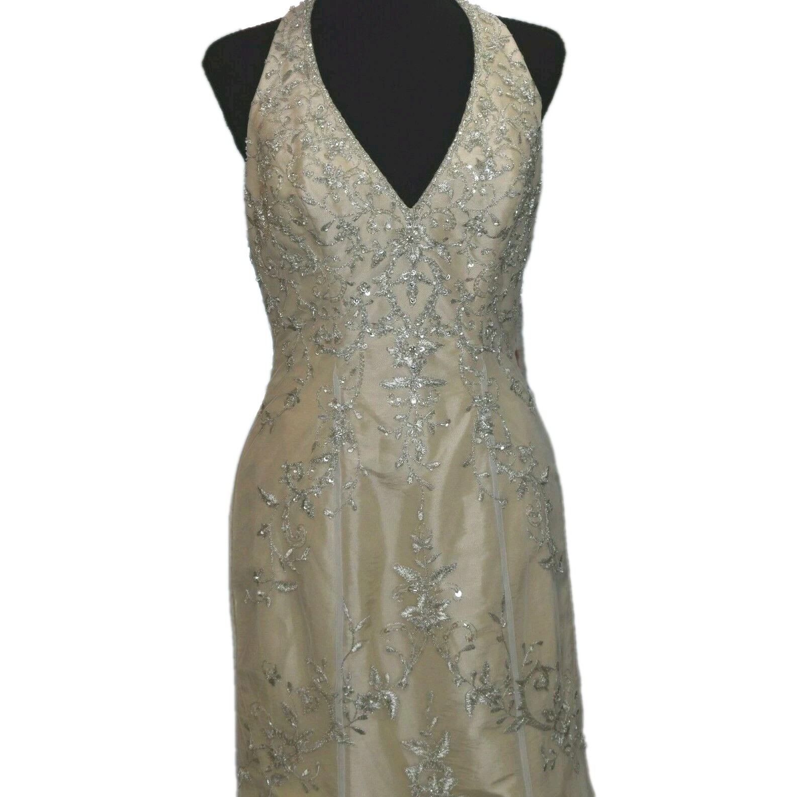 Mari Lee By Madeline Gardner Wedding Dress Size 8 Fits XS Sequins Lace Train