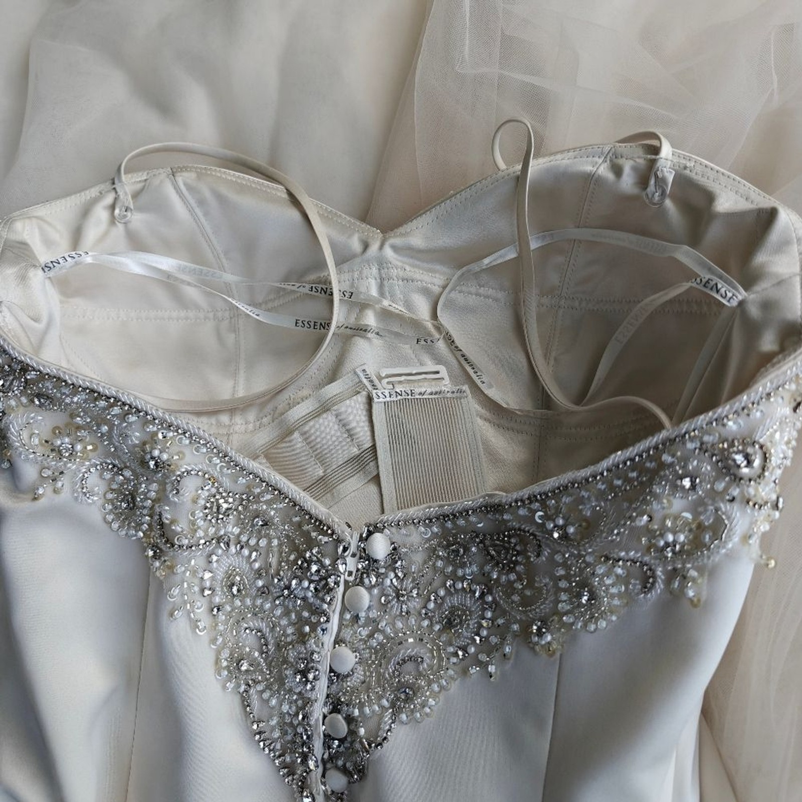 Essence Of Australia Dolce Beaded Wedding Dress Size 12 Oyster Ivory New