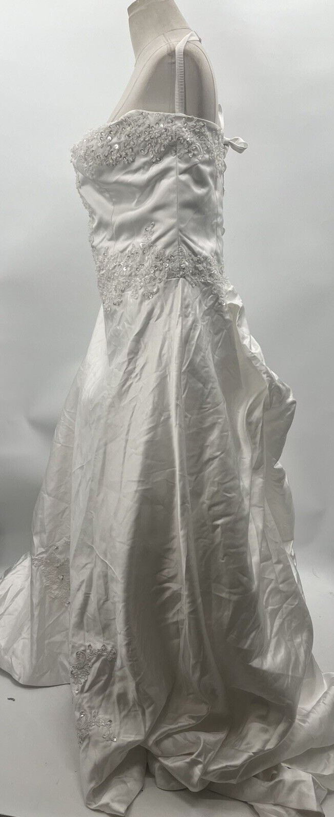 Women’s Beaded Sleeveless Corset Back White Wedding Bridal Dress Custom Size