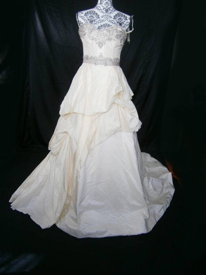Victor Harper Couture Wedding Dress Silk Swarovski Crystals Ivory Size 6-8