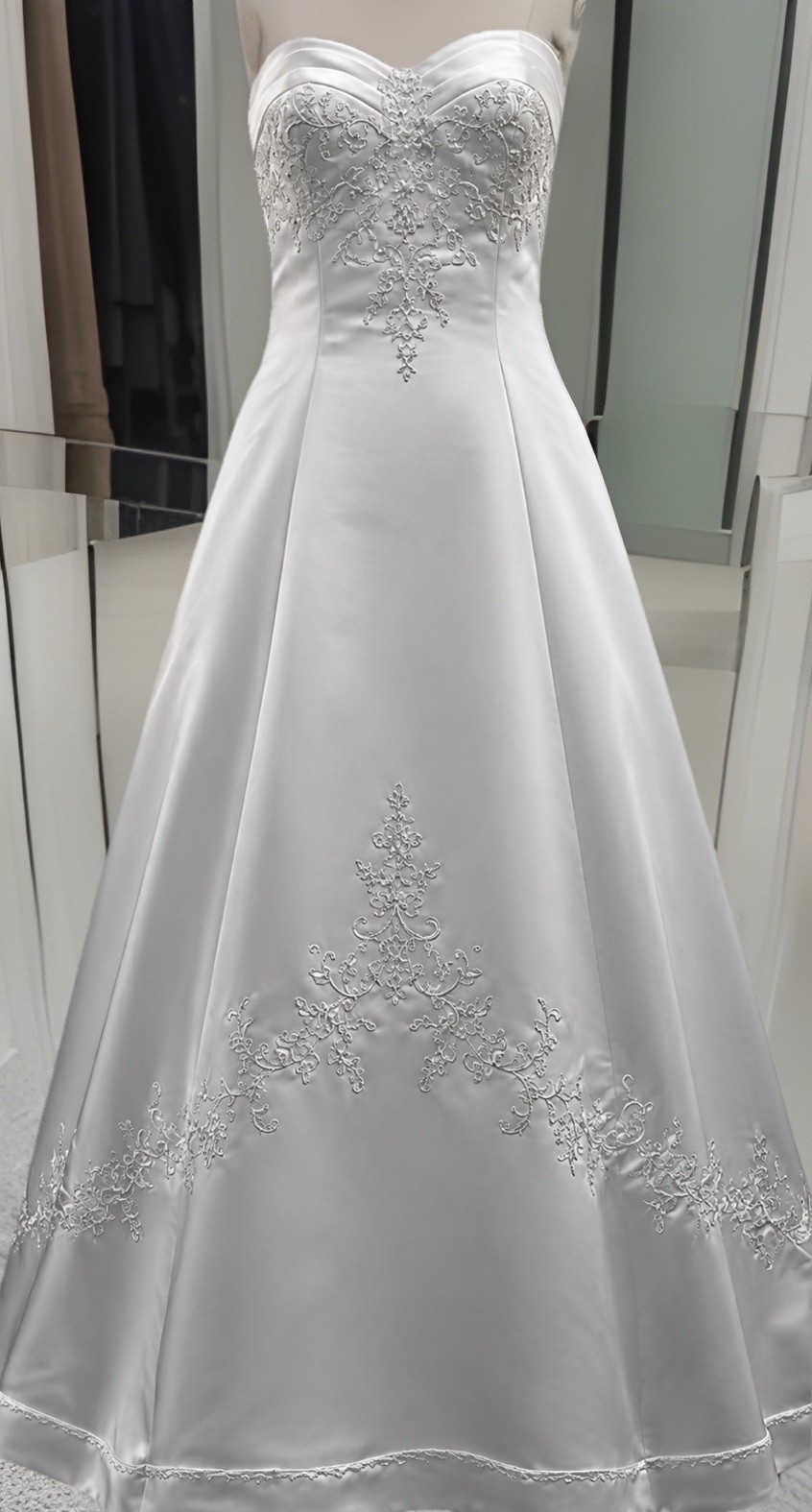 Morilee Madeline Gardner MOR3600 Satin A-Line Wedding Dress Beaded Size 8